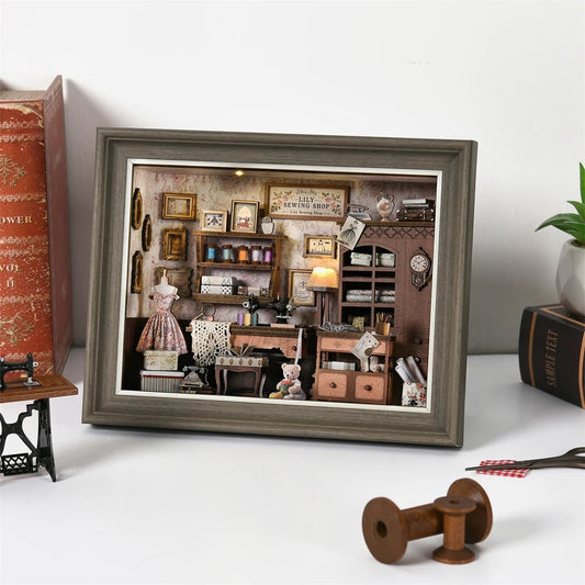 DIY Framed Miniature - Vintage Sewing Shop