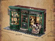 DIY miniature magic shop kit with tiny potions, spell books, glowing lights, and detailed scale model decor — perfect for miniature collectors, DIY crafts, and small DIY house lovers.