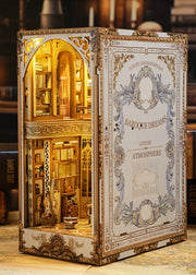 DIY Victorian library book nook kit with wooden shelves, tiny books, and vintage chair — perfect for miniature lovers, book nook fans, and DIY crafts.