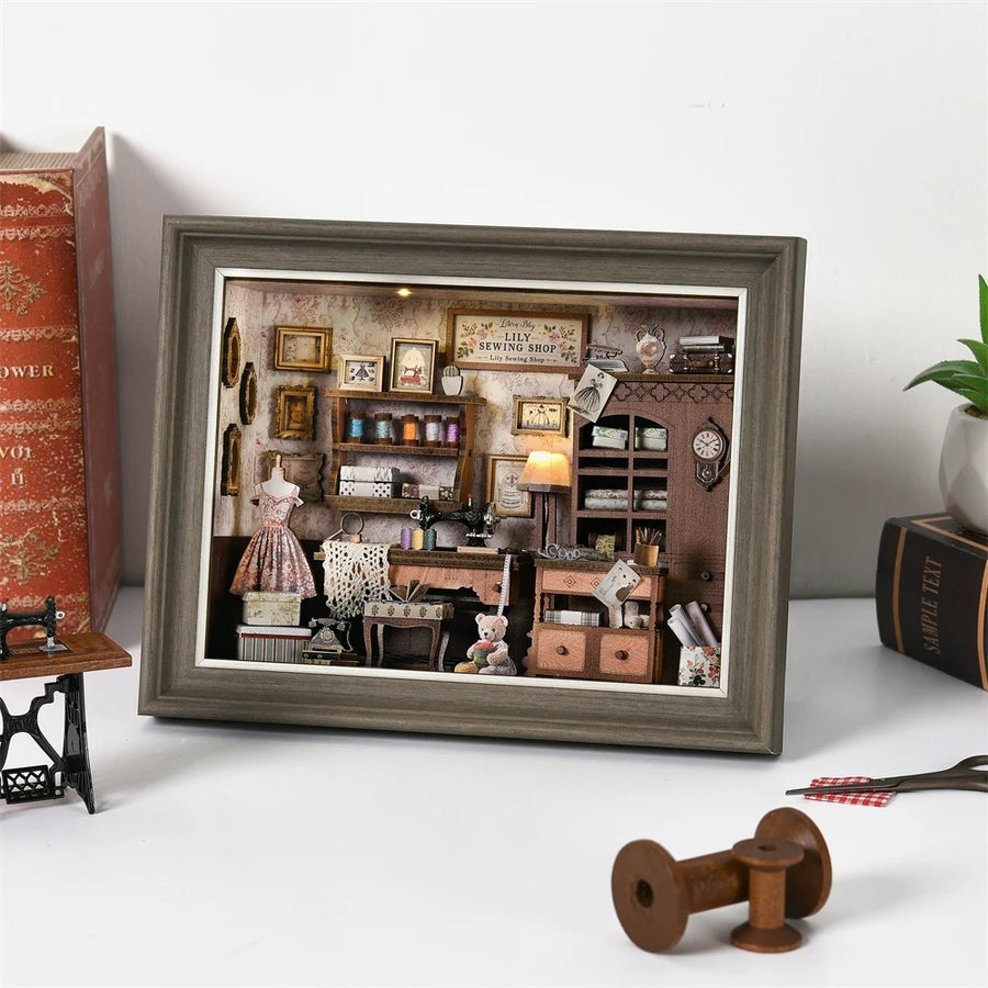 DIY Framed Miniature - Vintage Sewing Shop