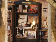 DIY miniature magic shop kit with tiny potions, spell books, glowing lights, and detailed scale model decor — perfect for miniature collectors, DIY crafts, and small DIY house lovers.