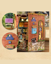 DIY Mini House kit featuring a whimsical miniature dollhouse store called “Once Upon a Time Dollhouse Shop,” with fairy tale décor, tiny dollhouses, and detailed interiors. Perfect for DIY and crafts lovers, miniature mansion collectors, and book nook enthusiasts looking for magical craft ideas.