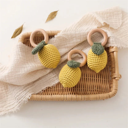 Baby Rattle Toys - Pear, Lemon, Rattan