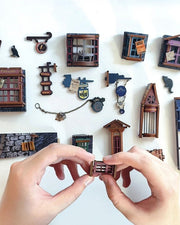 DIY Magic Night Alley book nook kit styled like a wizard’s alley, featuring magical props and glowing details — perfect for DIY and crafts, making miniatures, and book-lover gifts.