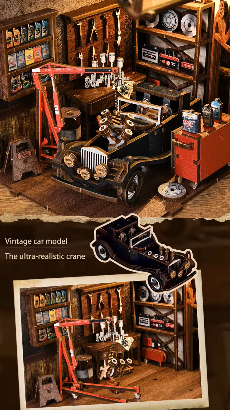DIY Book Nook - Retro Auto Repair Shop