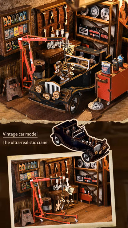 DIY Book Nook - Retro Auto Repair Shop
