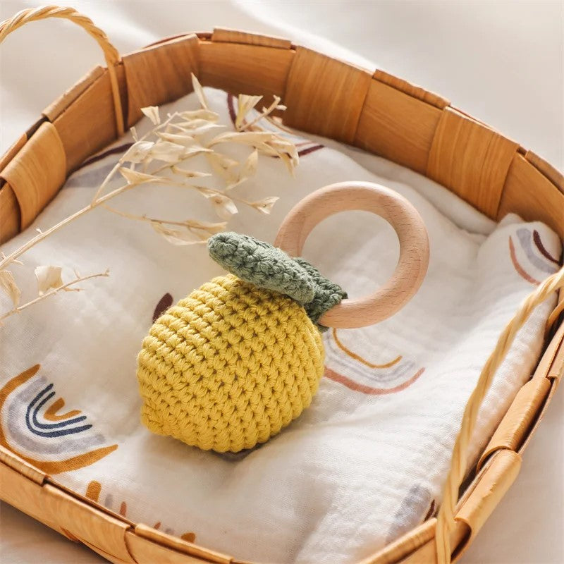 Baby Rattle Toys - Pear, Lemon, Rattan