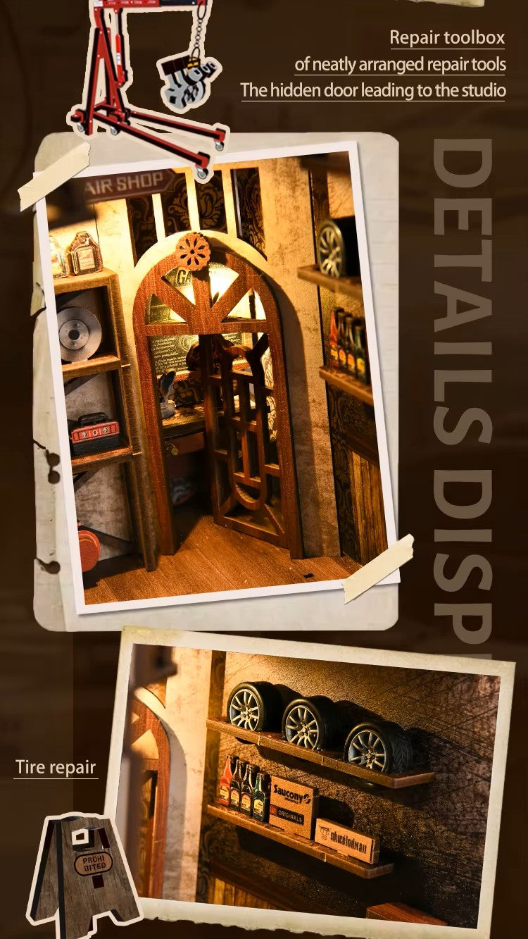 DIY Book Nook - Retro Auto Repair Shop