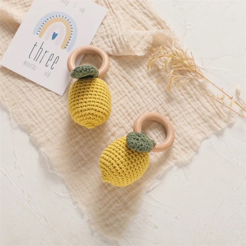 Baby Rattle Toys - Pear, Lemon, Rattan