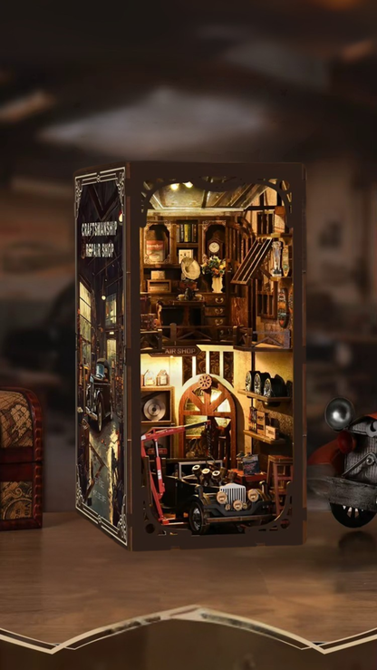 DIY Book Nook - Retro Auto Repair Shop