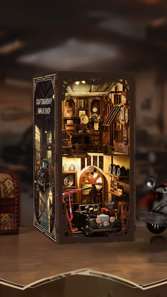 DIY Book Nook - Retro Auto Repair Shop