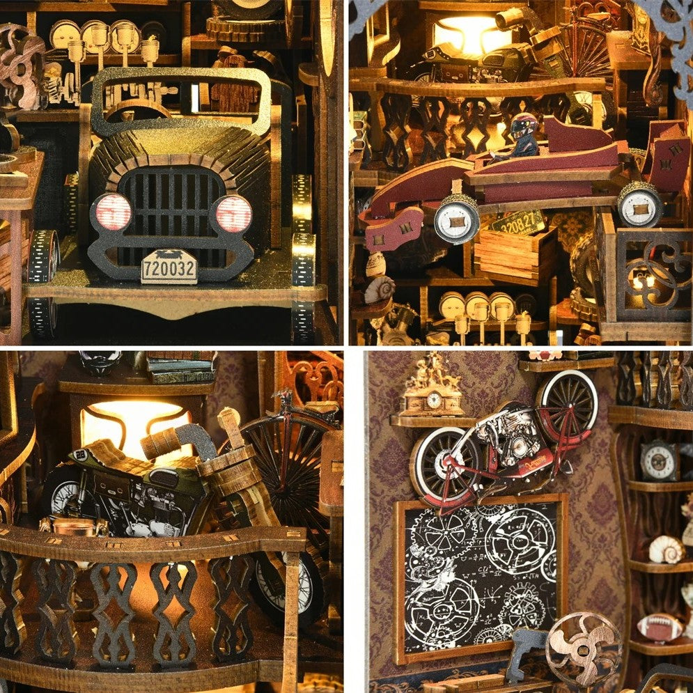 DIY vintage car book nook kit with a miniature retro scene, ideal for DIY and crafts lovers, scale‑model builders, and fans of making miniatures.