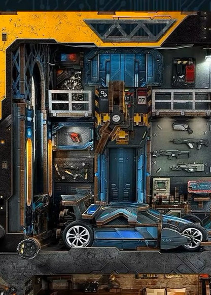 DIY Book Nook - Apocalyptic Car Workshop Bunker