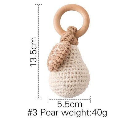 Baby Rattle Toys - Pear, Lemon, Rattan