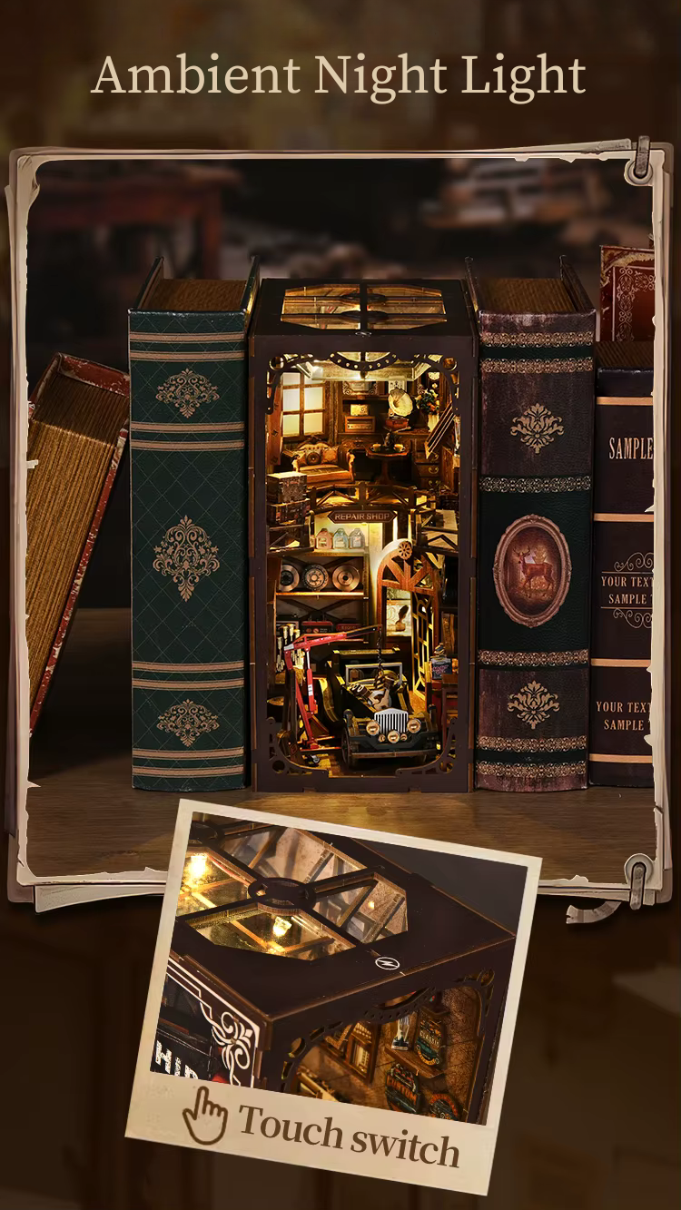 DIY Book Nook - Retro Auto Repair Shop