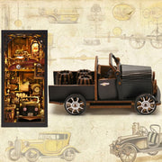 DIY vintage car book nook kit with a miniature retro scene, ideal for DIY and crafts lovers, scale‑model builders, and fans of making miniatures.