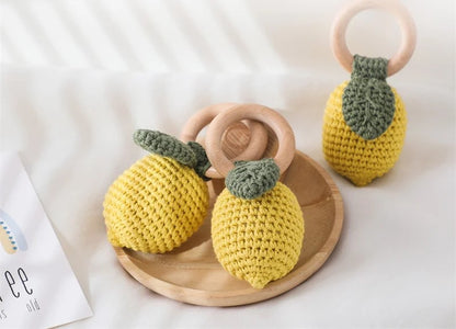 Baby Rattle Toys - Pear, Lemon, Rattan