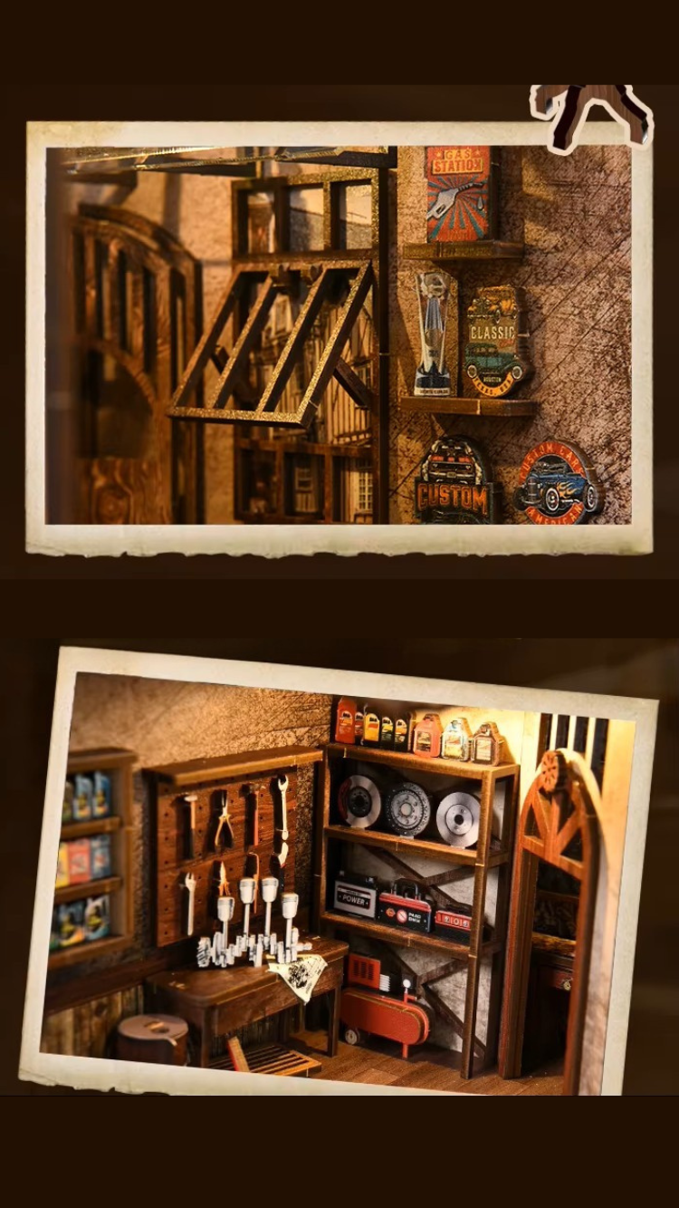 DIY Book Nook - Retro Auto Repair Shop