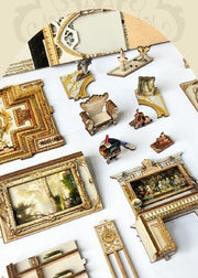DIY Victorian library book nook kit with wooden shelves, tiny books, and vintage chair — perfect for miniature lovers, book nook fans, and DIY crafts.