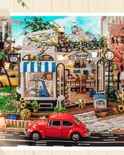 DIY miniature pet store kit featuring a tiny storefront, cats, dogs, detailed mini furniture, and scale model accessories — perfect for miniature lovers and DIY crafts.
