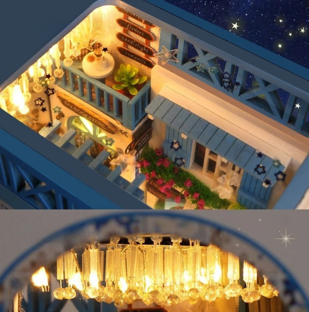 DIY and crafts lovers will enjoy this miniature book nook kit — a charming Mediterranean street scene that doubles as a bookshelf insert or home decor; perfect for craft ideas and making miniatures.